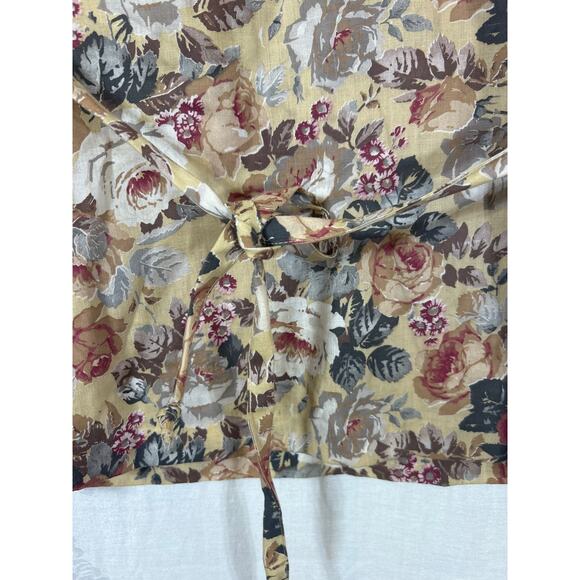 Fran Keene Vintage Tunic 12 Tan Floral Belted Cottagecore Fall Neutral Country - Picture 3 of 12